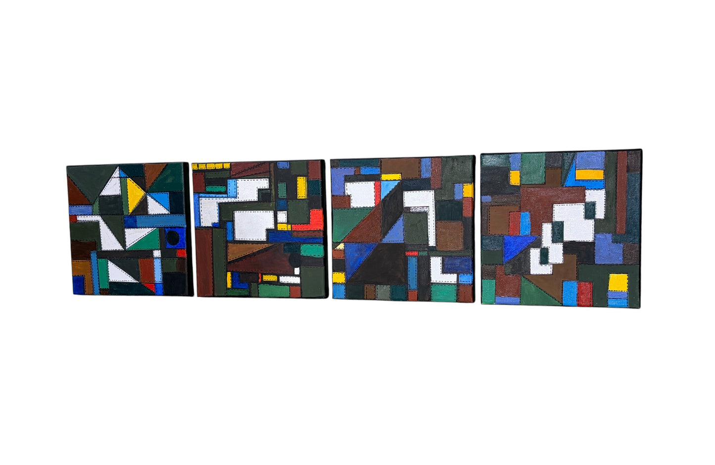 #112 Abstract Mixed Media Acrylic set of four panels Titled Bojagi  By YJR