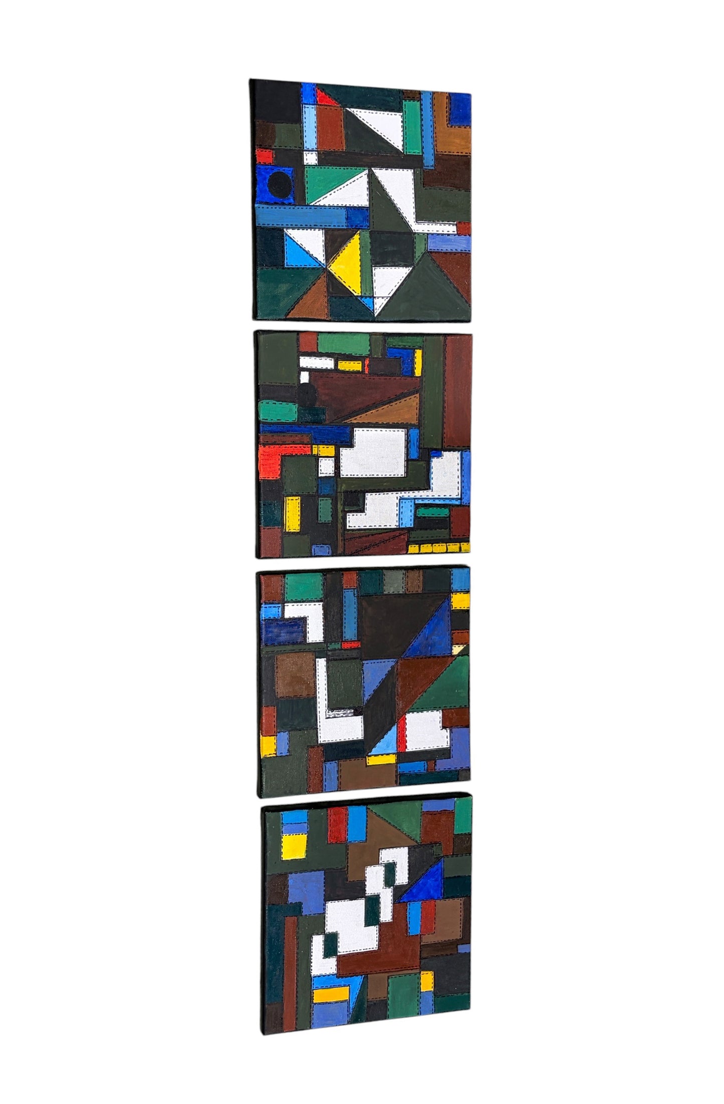 #112 Abstract Mixed Media Acrylic set of four panels Titled Bojagi  By YJR