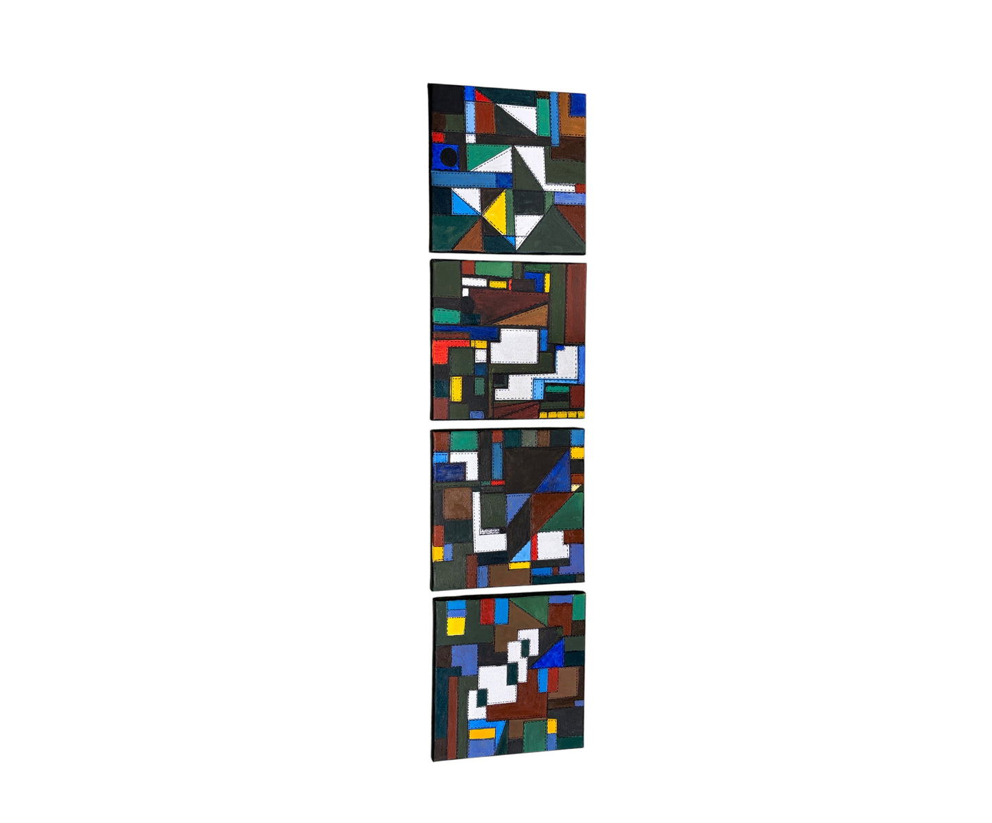 #112 Abstract Mixed Media Acrylic set of four panels Titled Bojagi  By YJR