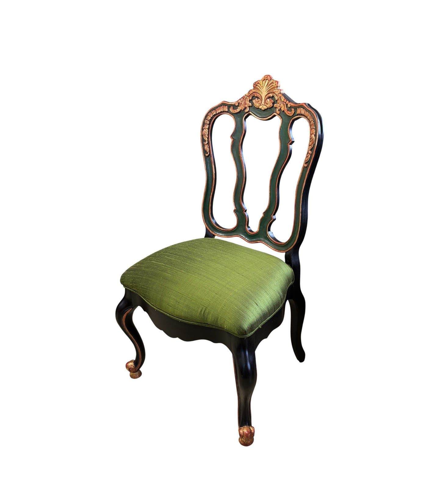 #219 Vintage Elegant Venetian Side Chair With Thai Silk