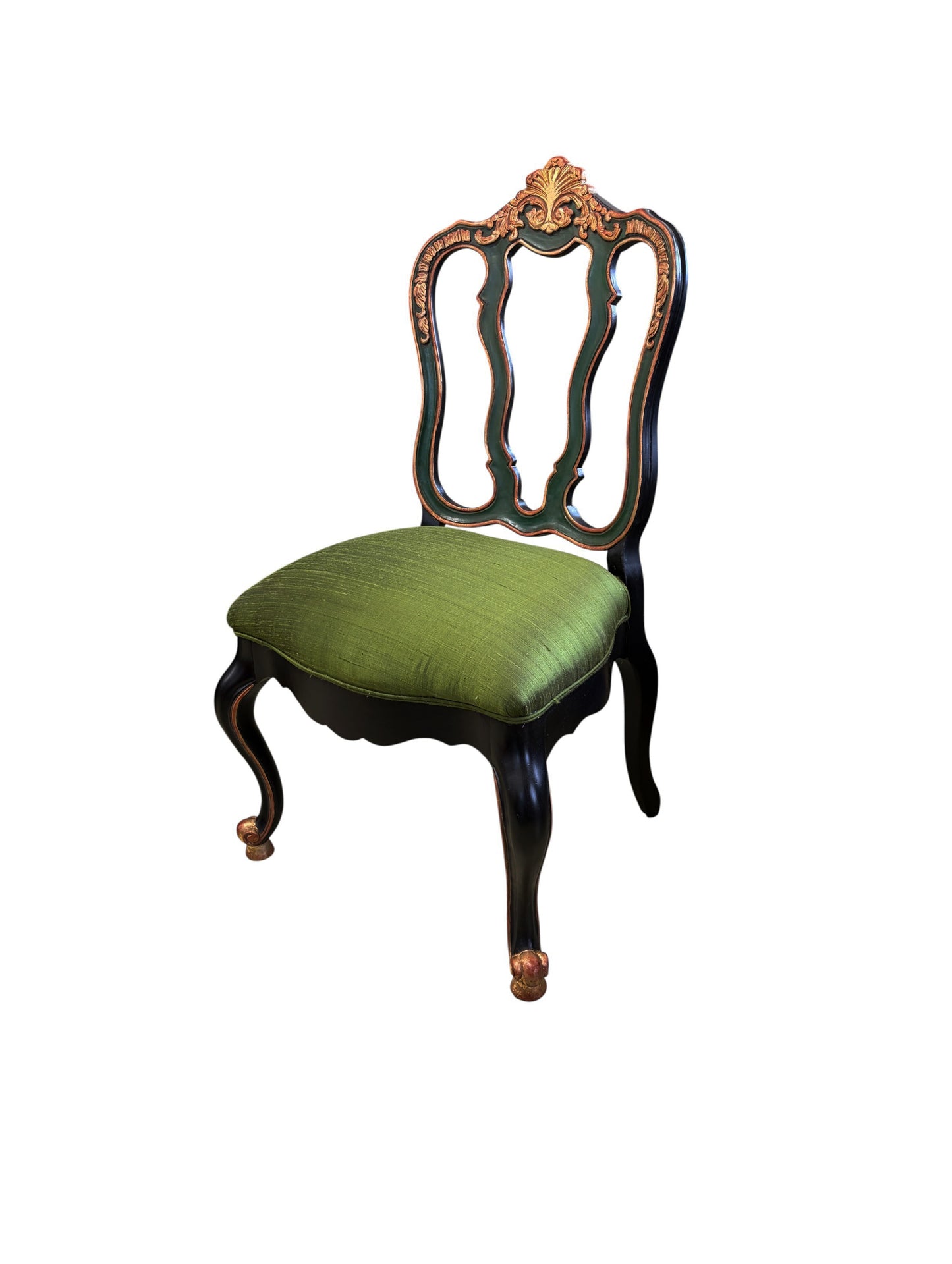 #219 Vintage Elegant Venetian Side Chair With Thai Silk