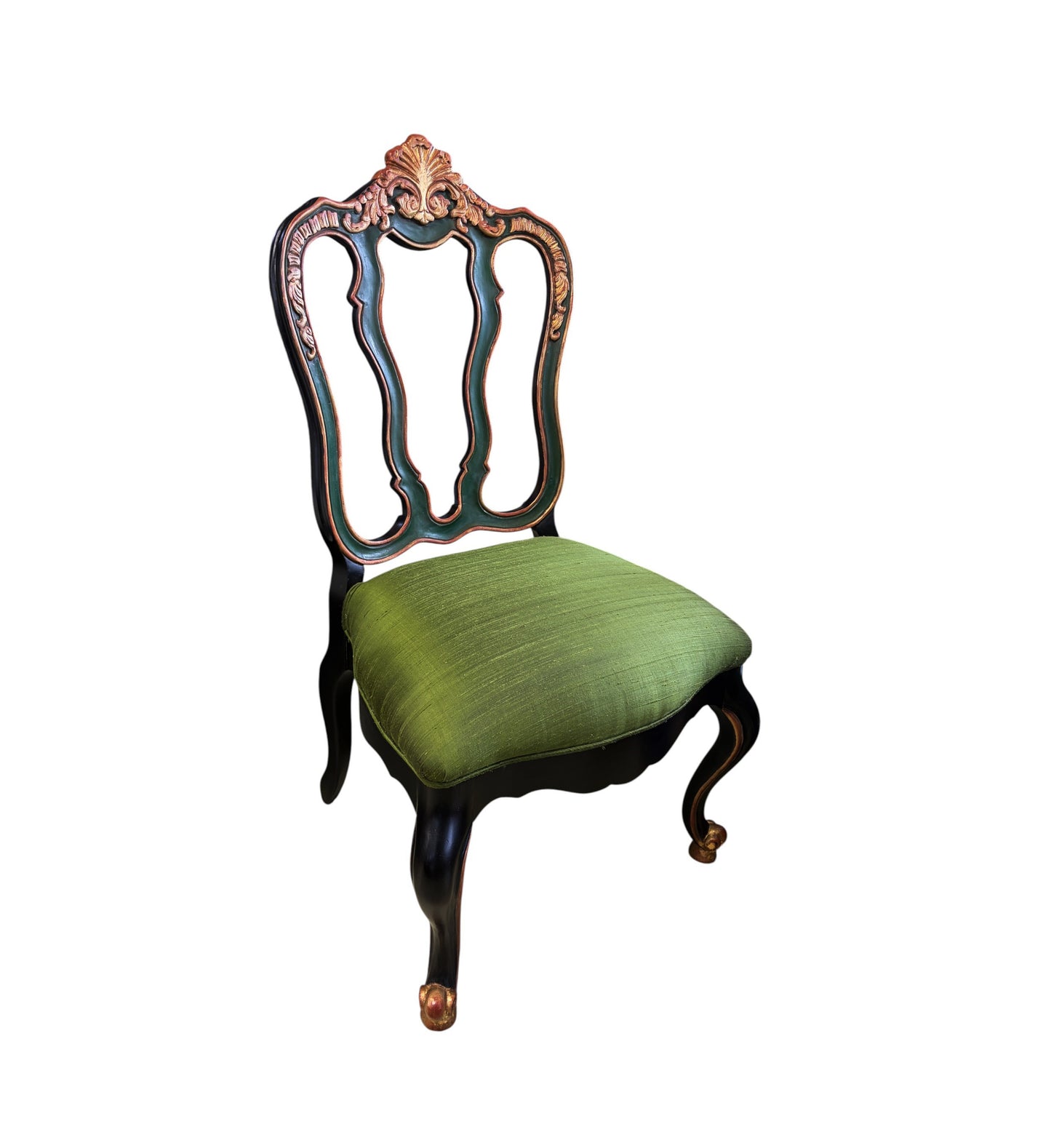 #219 Vintage Elegant Venetian Side Chair With Thai Silk
