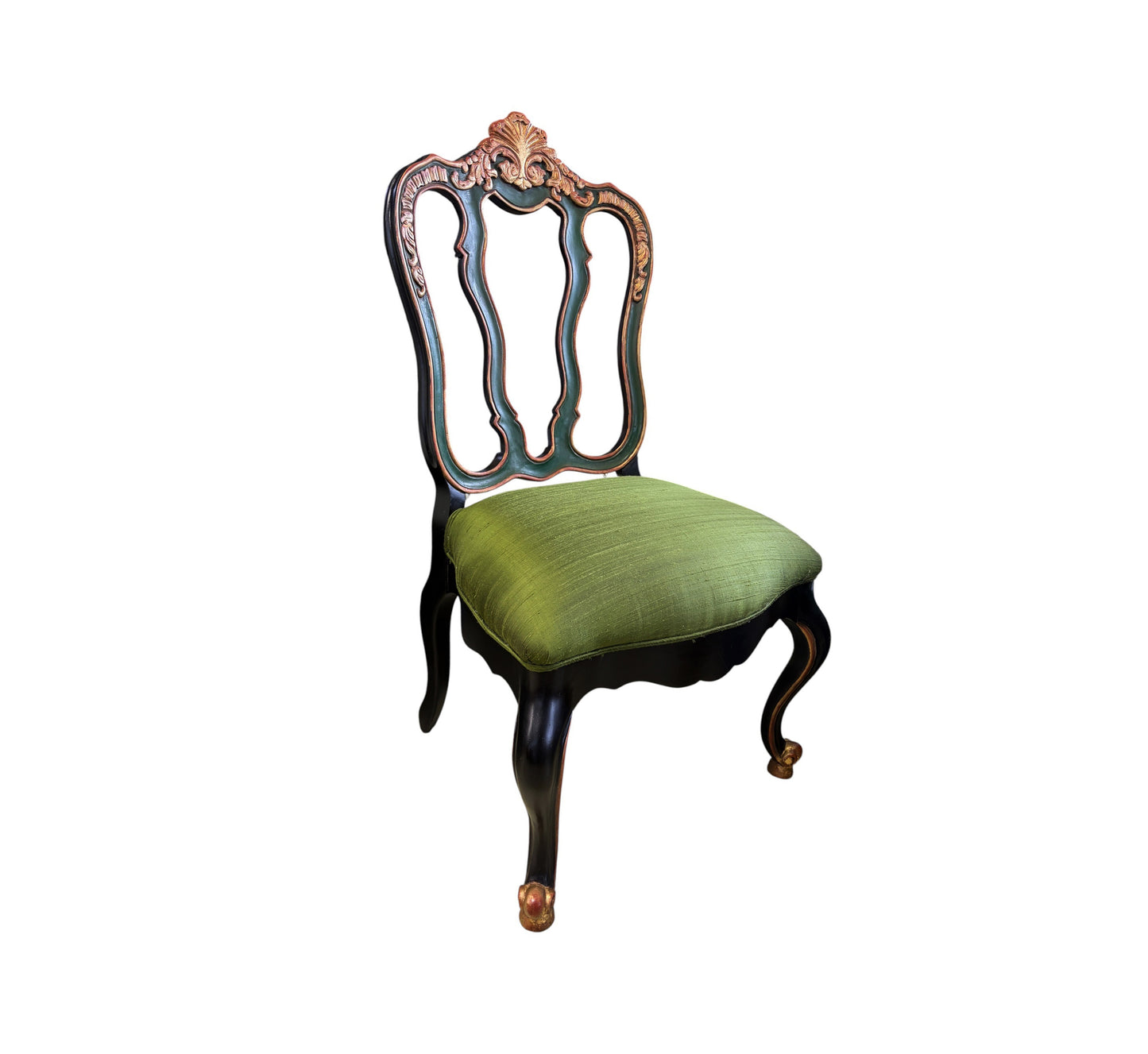 #219 Vintage Elegant Venetian Side Chair With Thai Silk