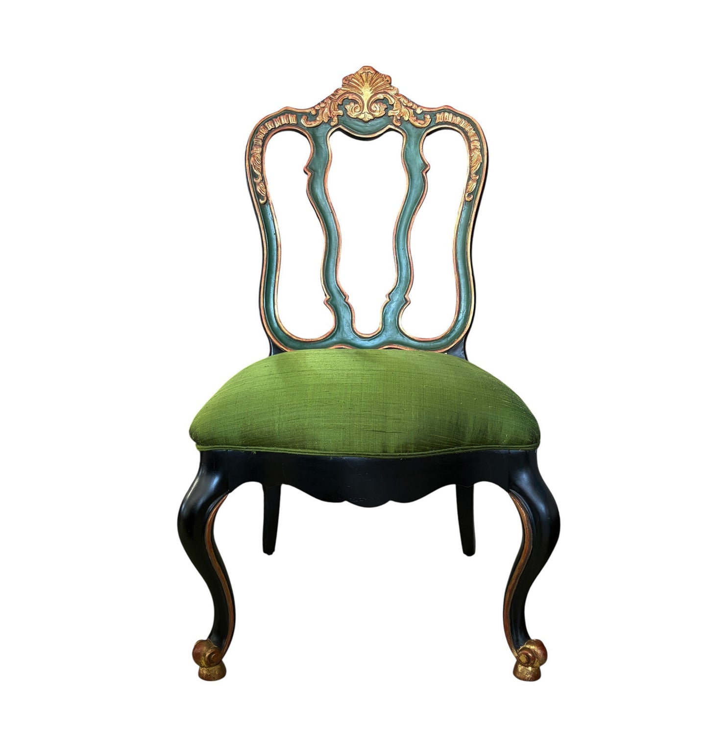 #219 Vintage Elegant Venetian Side Chair With Thai Silk