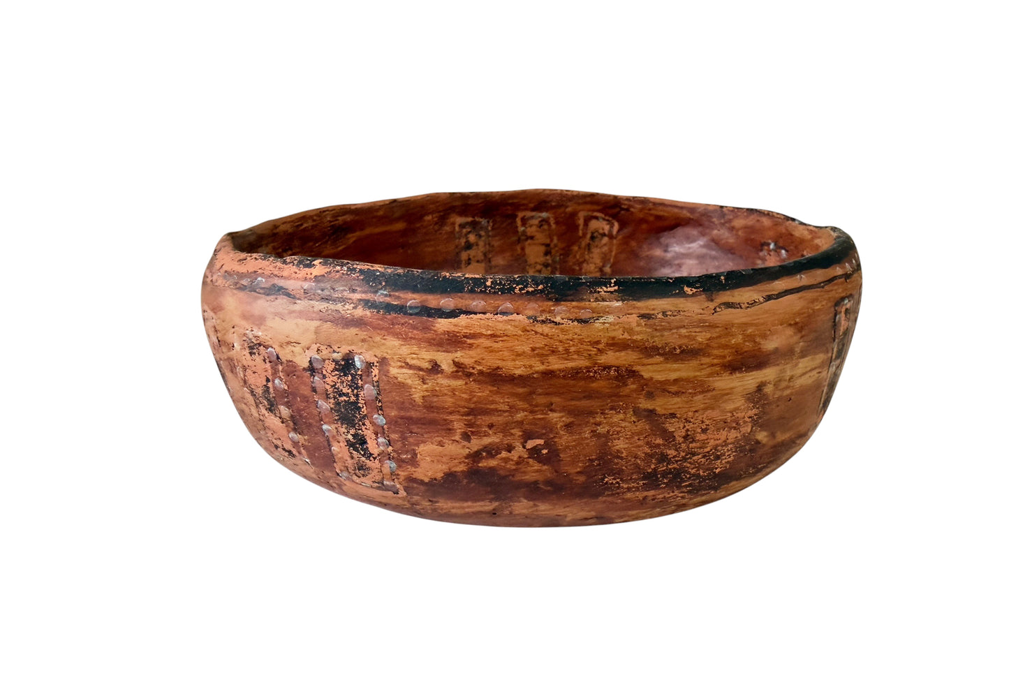 #B Vintage Amazonian Wauja  Indigenous  Redware Ceramic Bowl Brazil