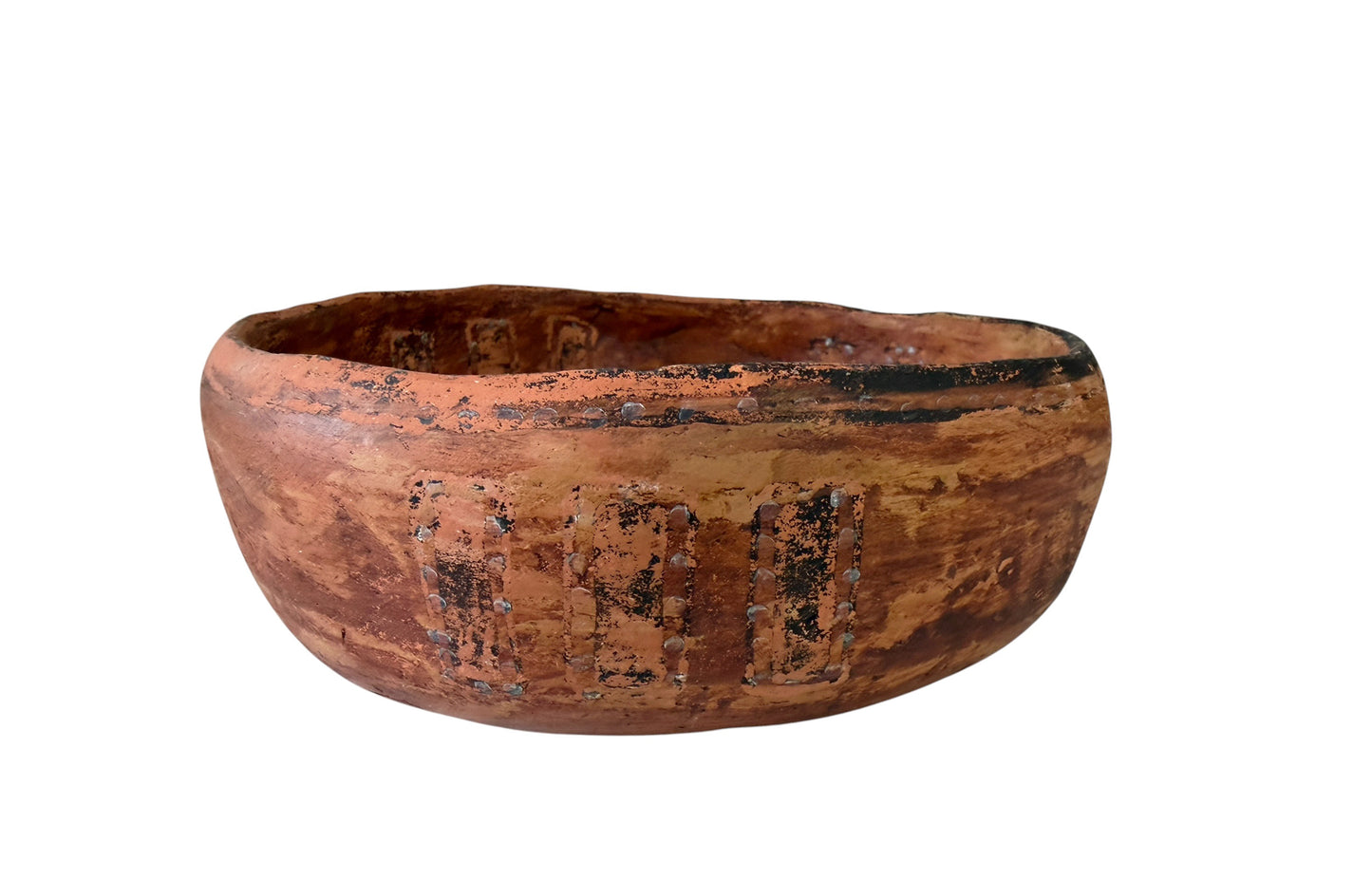 #B Vintage Amazonian Wauja  Indigenous  Redware Ceramic Bowl Brazil