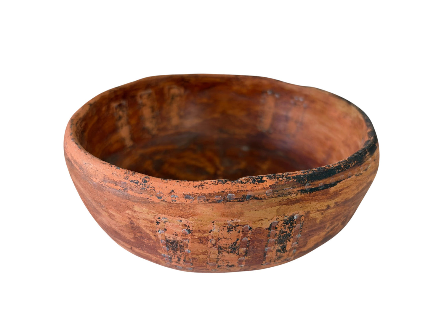 #B Vintage Amazonian Wauja  Indigenous  Redware Ceramic Bowl Brazil