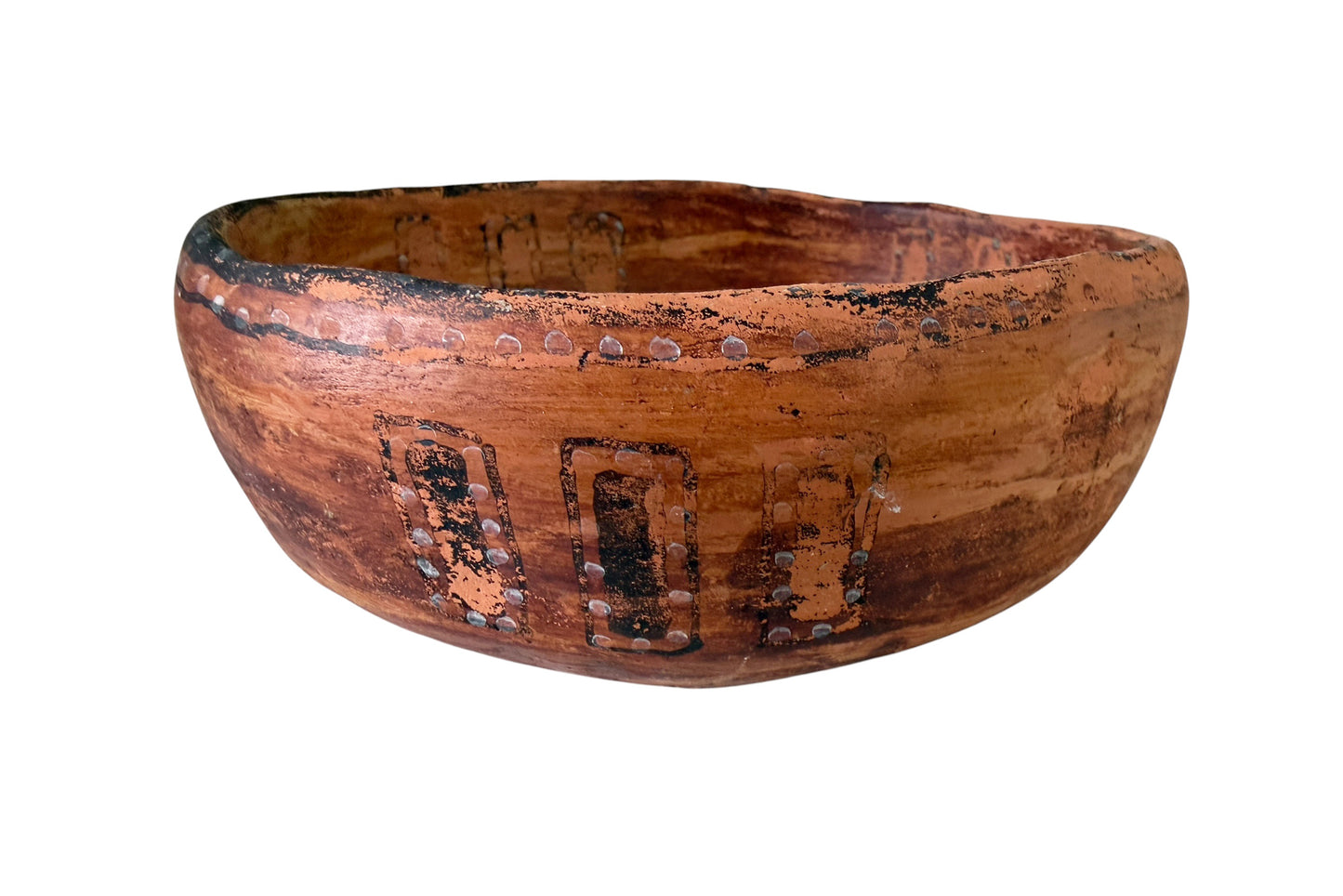 #B Vintage Amazonian Wauja  Indigenous  Redware Ceramic Bowl Brazil