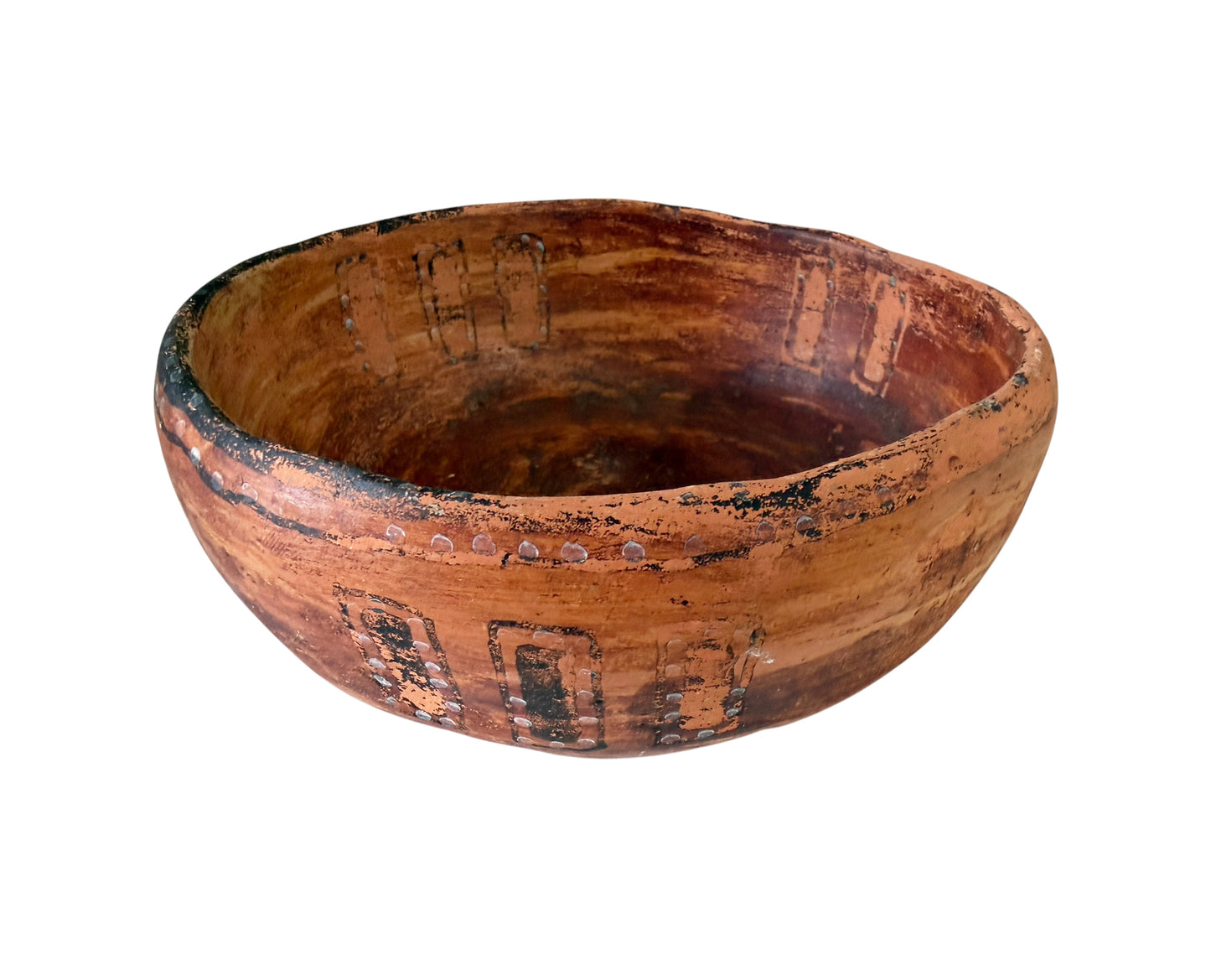 #B Vintage Amazonian Wauja  Indigenous  Redware Ceramic Bowl Brazil