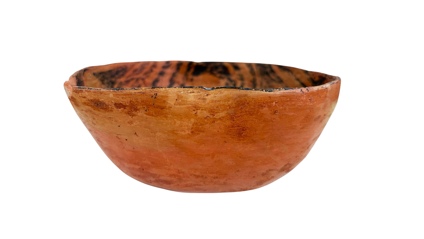 #D Vintage Amazonian Wauja  Indigenous  Redware Ceramic Bowl Brazil