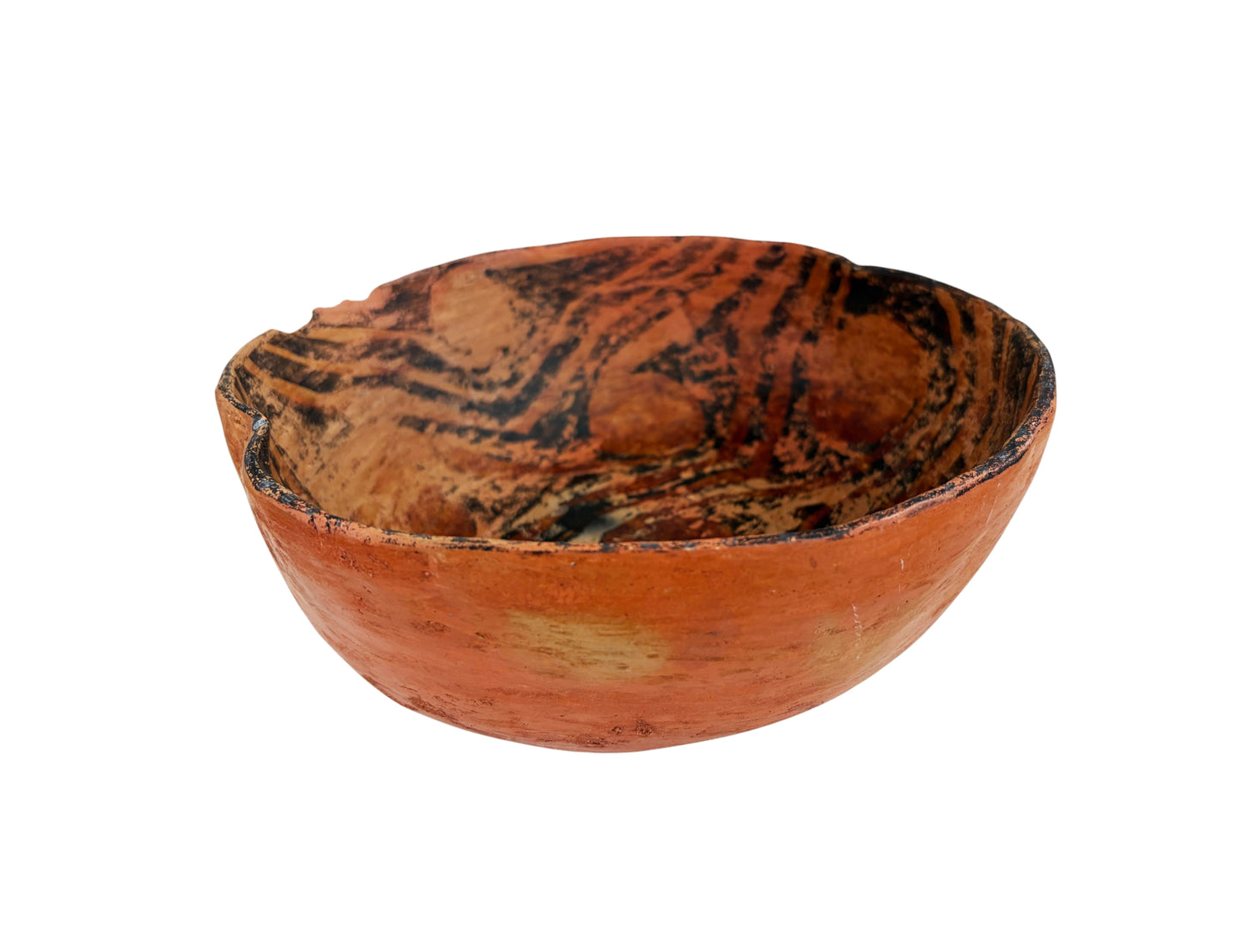 #D Vintage Amazonian Wauja  Indigenous  Redware Ceramic Bowl Brazil