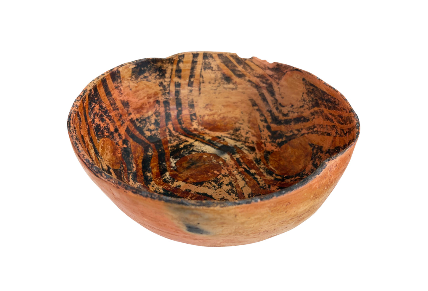 #D Vintage Amazonian Wauja  Indigenous  Redware Ceramic Bowl Brazil
