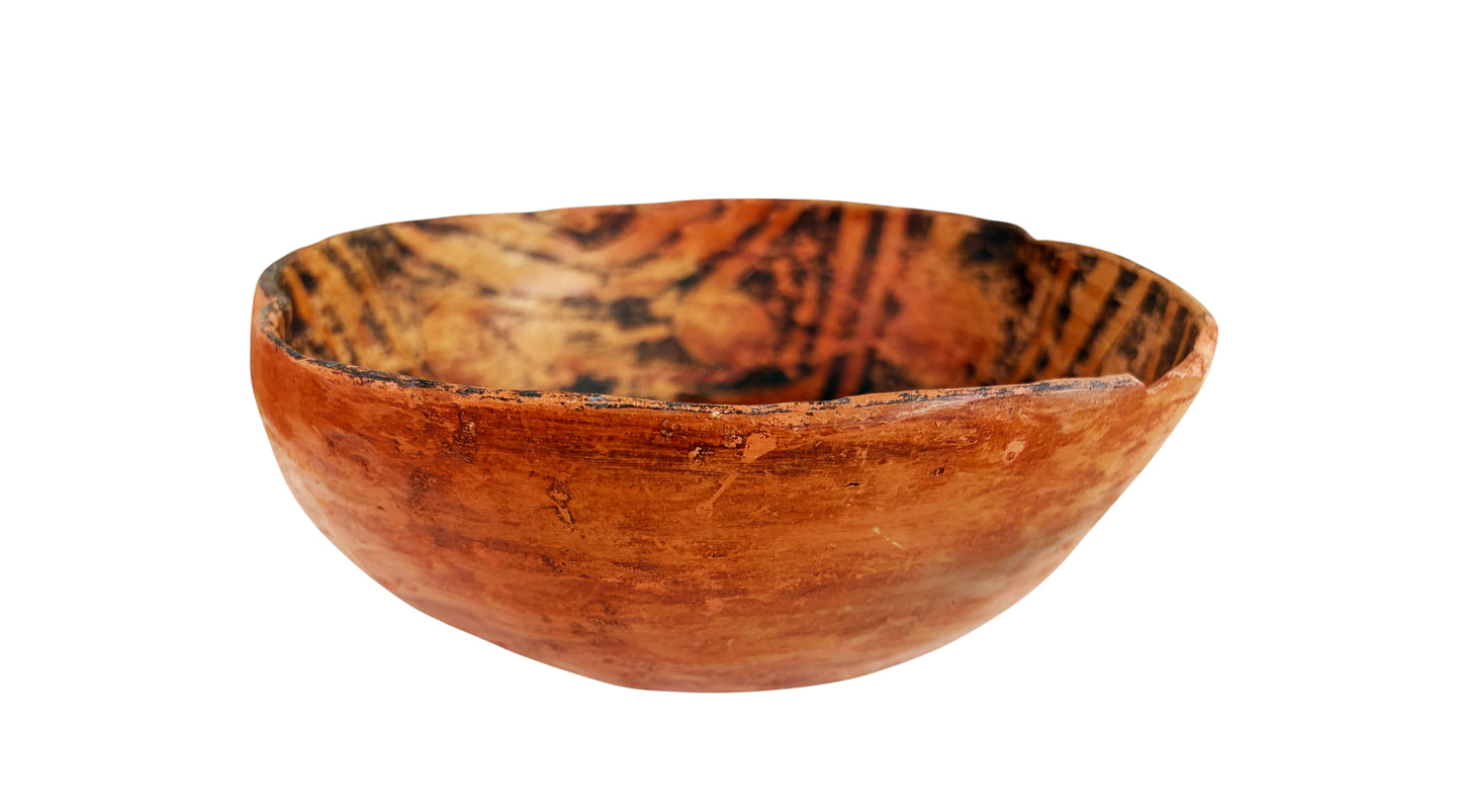 #D Vintage Amazonian Wauja  Indigenous  Redware Ceramic Bowl Brazil