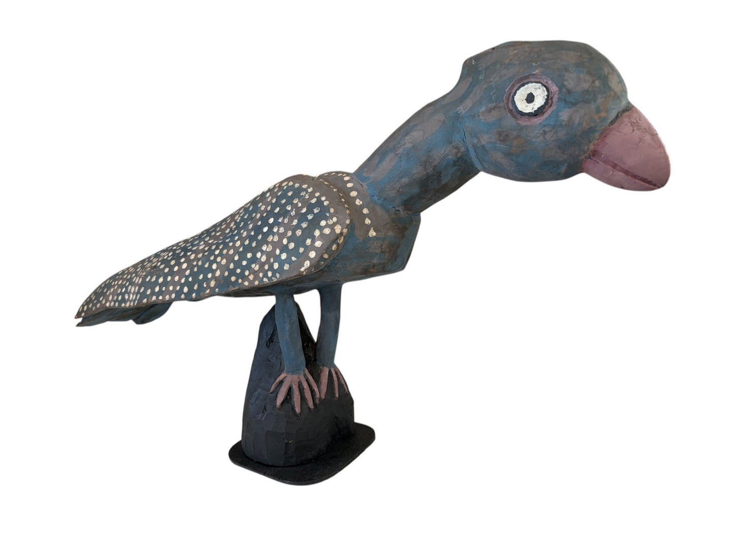 #F#M Vintage LG Hand Carved Wooden Folk Art sculpture Of A Parrot 25"