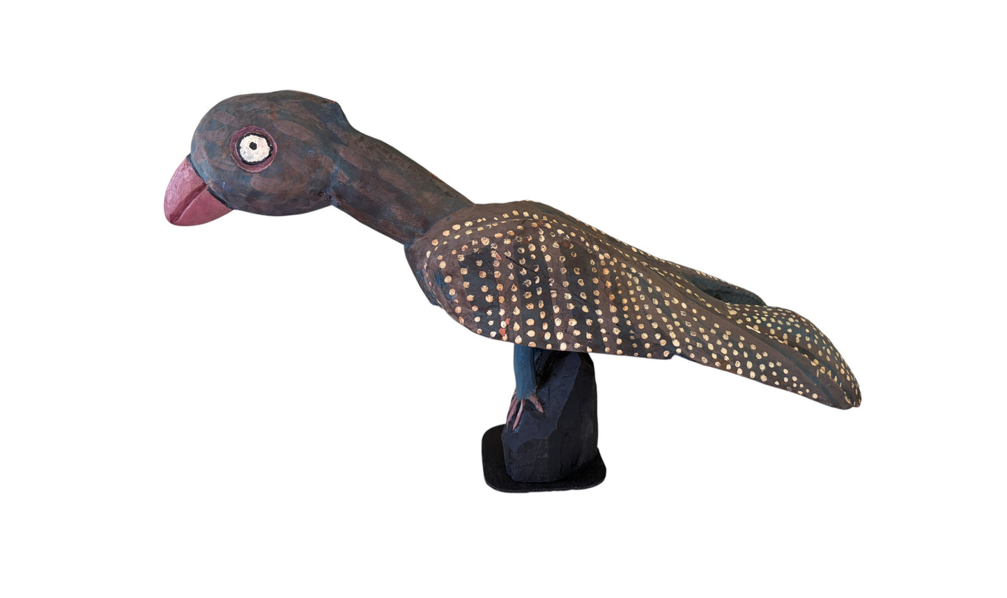 #F#M Vintage LG Hand Carved Wooden Folk Art sculpture Of A Parrot 25"