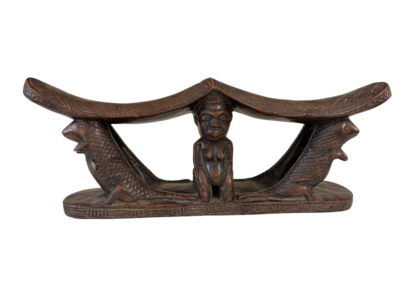 #1267 Rare Find Vintage Chokwe Double Headrest Congo 15"