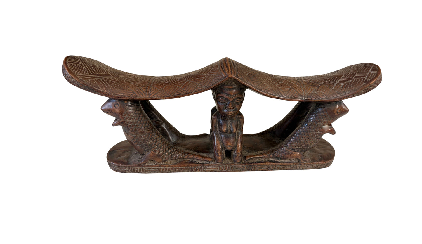#1267 Rare Find Vintage Chokwe Double Headrest Congo 15"