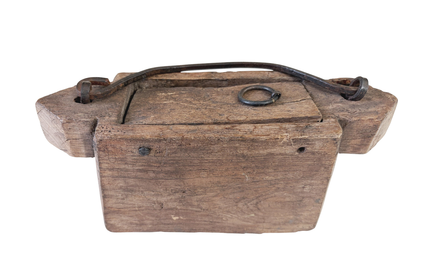 #627 Indian Teak Ghee Pot From Rajasthan - 19th Century