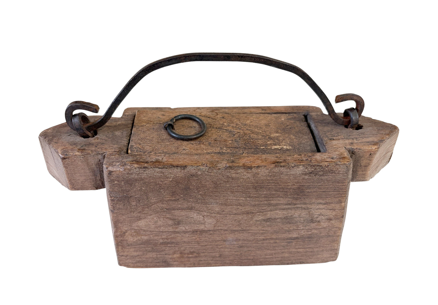 #627 Indian Teak Ghee Pot From Rajasthan - 19th Century