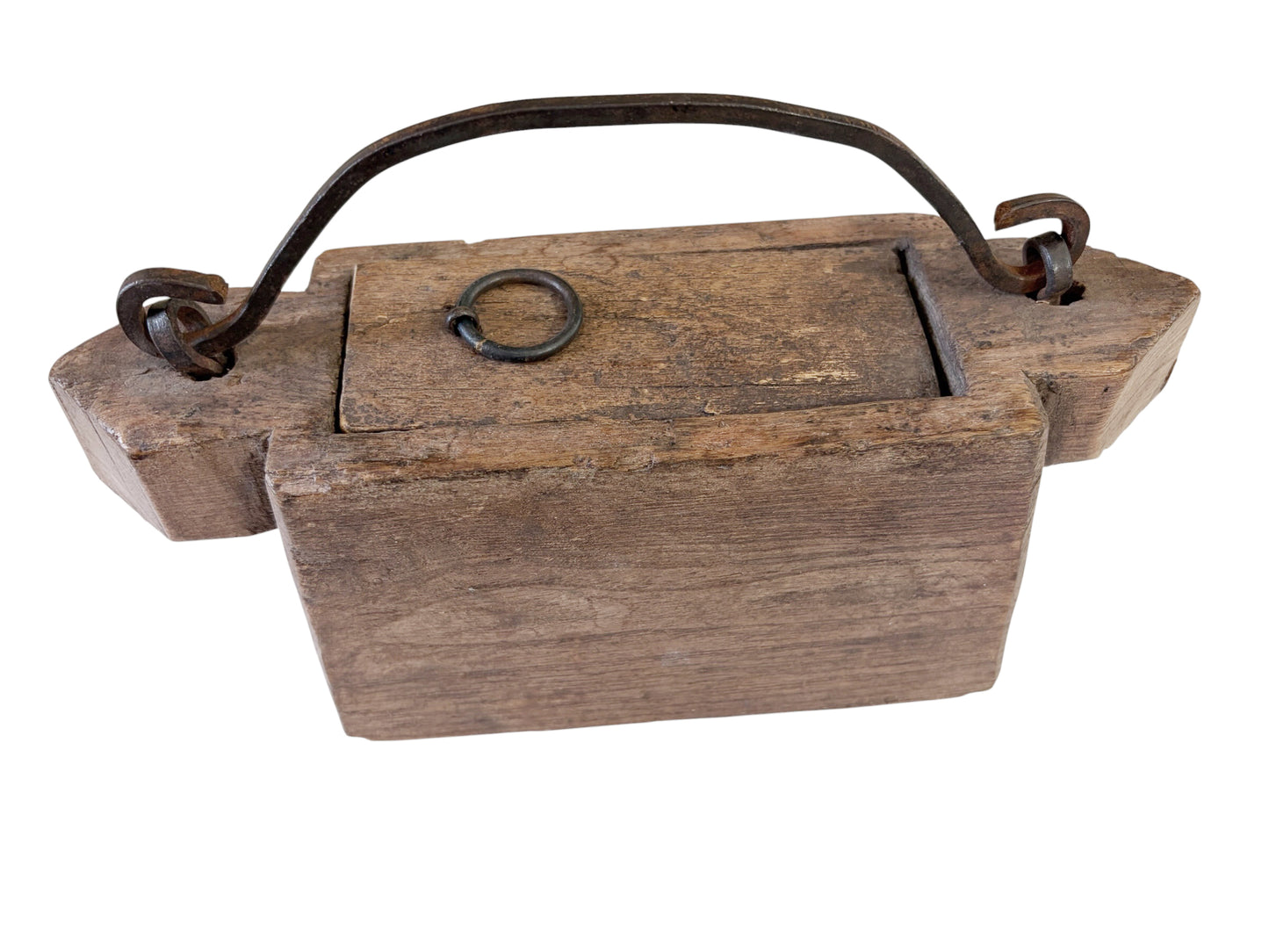 #627 Indian Teak Ghee Pot From Rajasthan - 19th Century