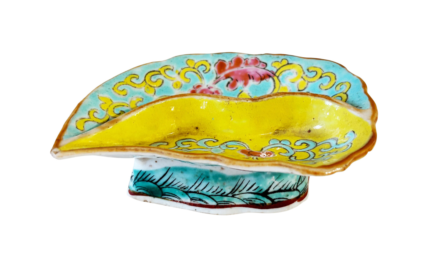 #447  19th-century Qing Dynasty porcelain treasure,  leaf-shaped divided dish