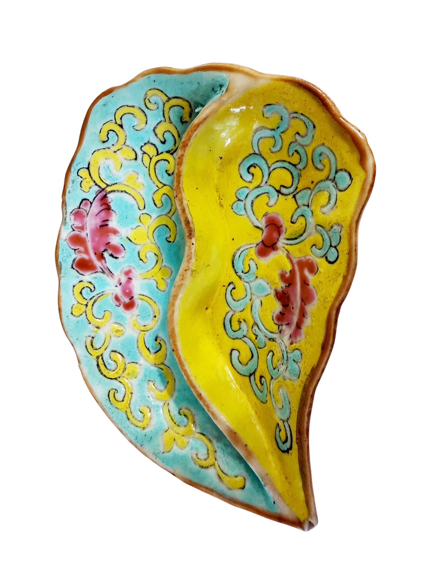 #447  19th-century Qing Dynasty porcelain treasure,  leaf-shaped divided dish
