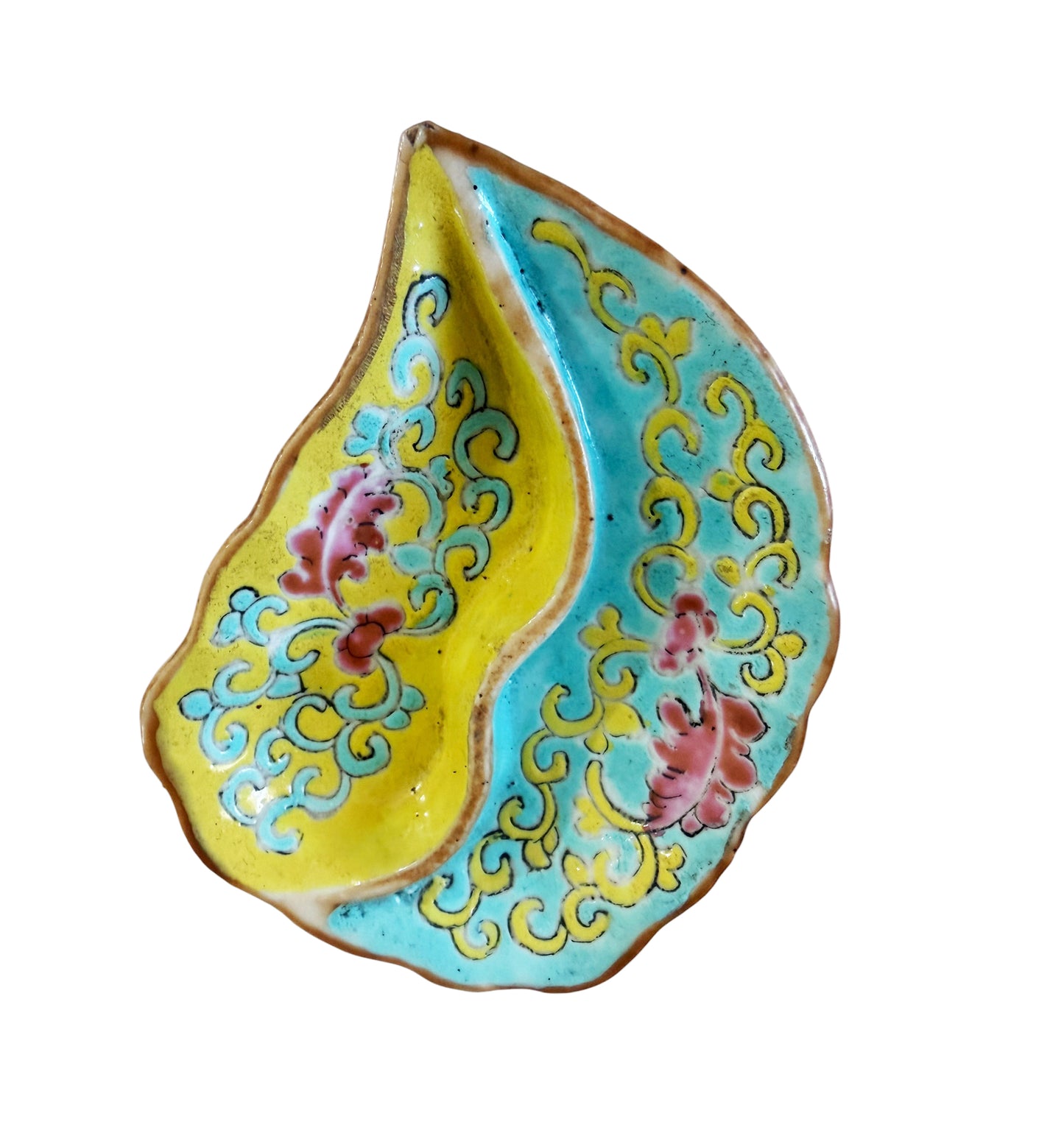 #447  19th-century Qing Dynasty porcelain treasure,  leaf-shaped divided dish