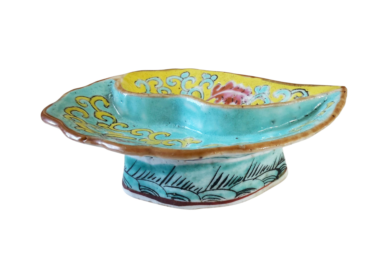 #447  19th-century Qing Dynasty porcelain treasure,  leaf-shaped divided dish