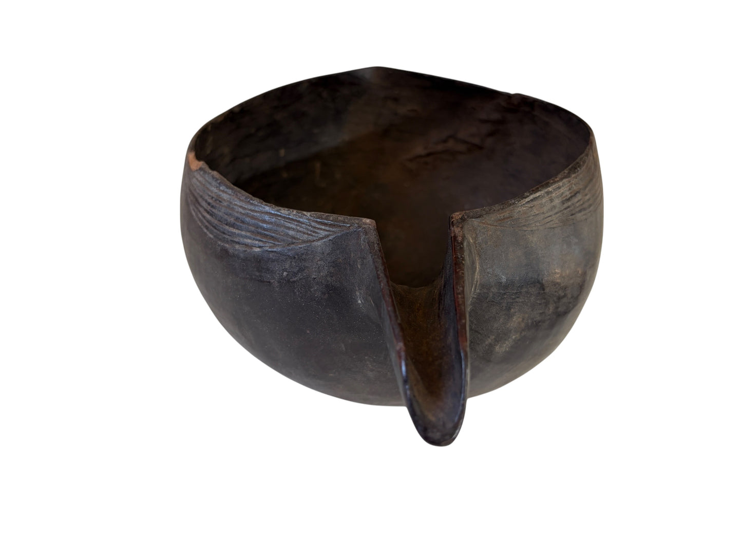 #751 Vintage Lg African Kuba wooden Cup  Congo 10.5"
