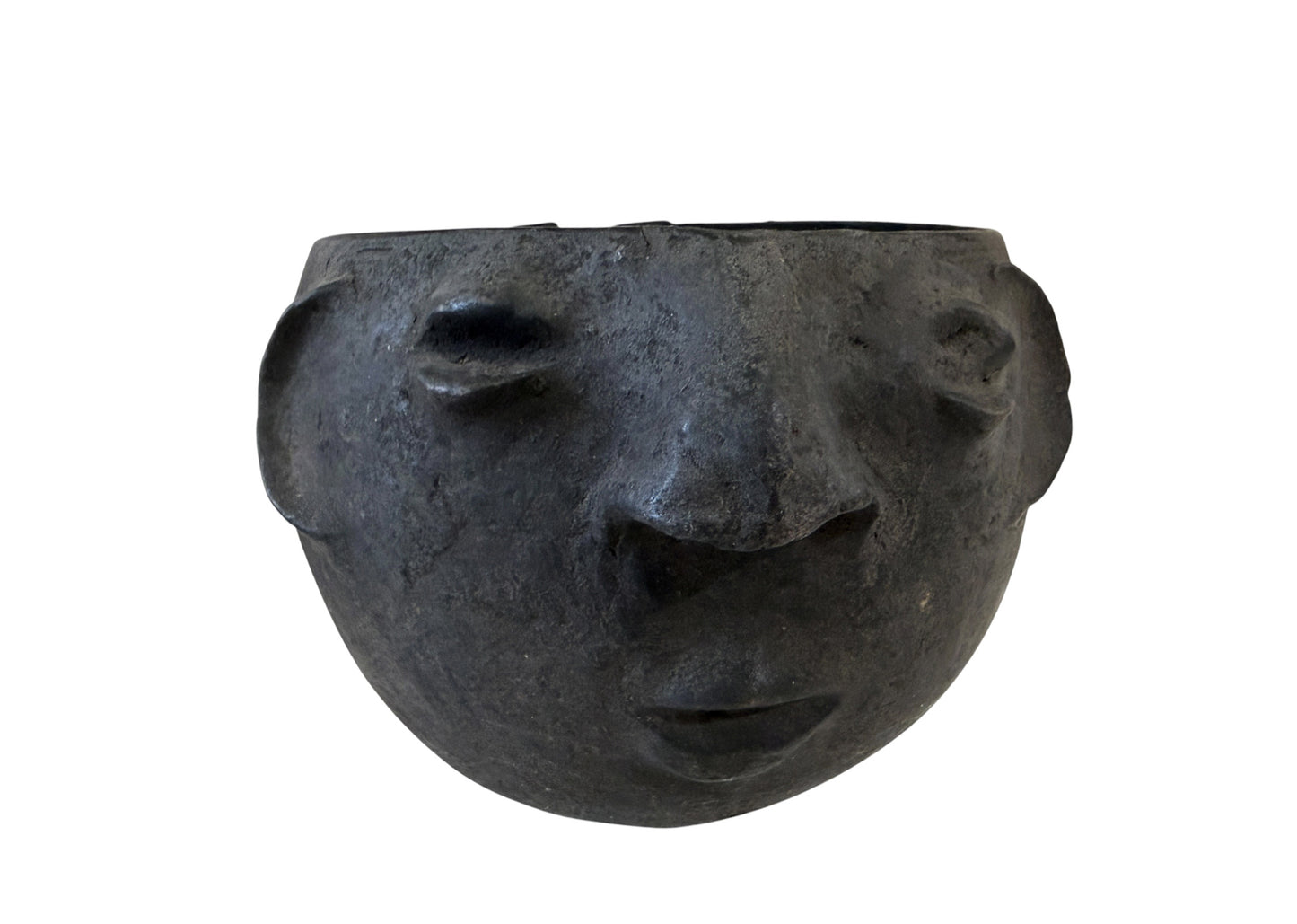 #6247 Vintage Lg African Kuba wooden Cup Figural Head Congo 5.5" H