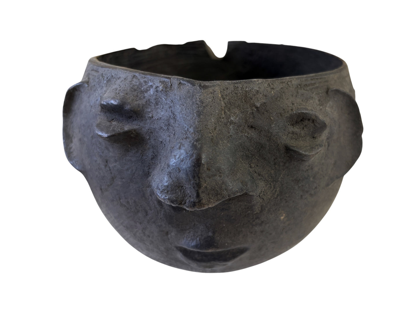 #6247 Vintage Lg African Kuba wooden Cup Figural Head Congo 5.5" H