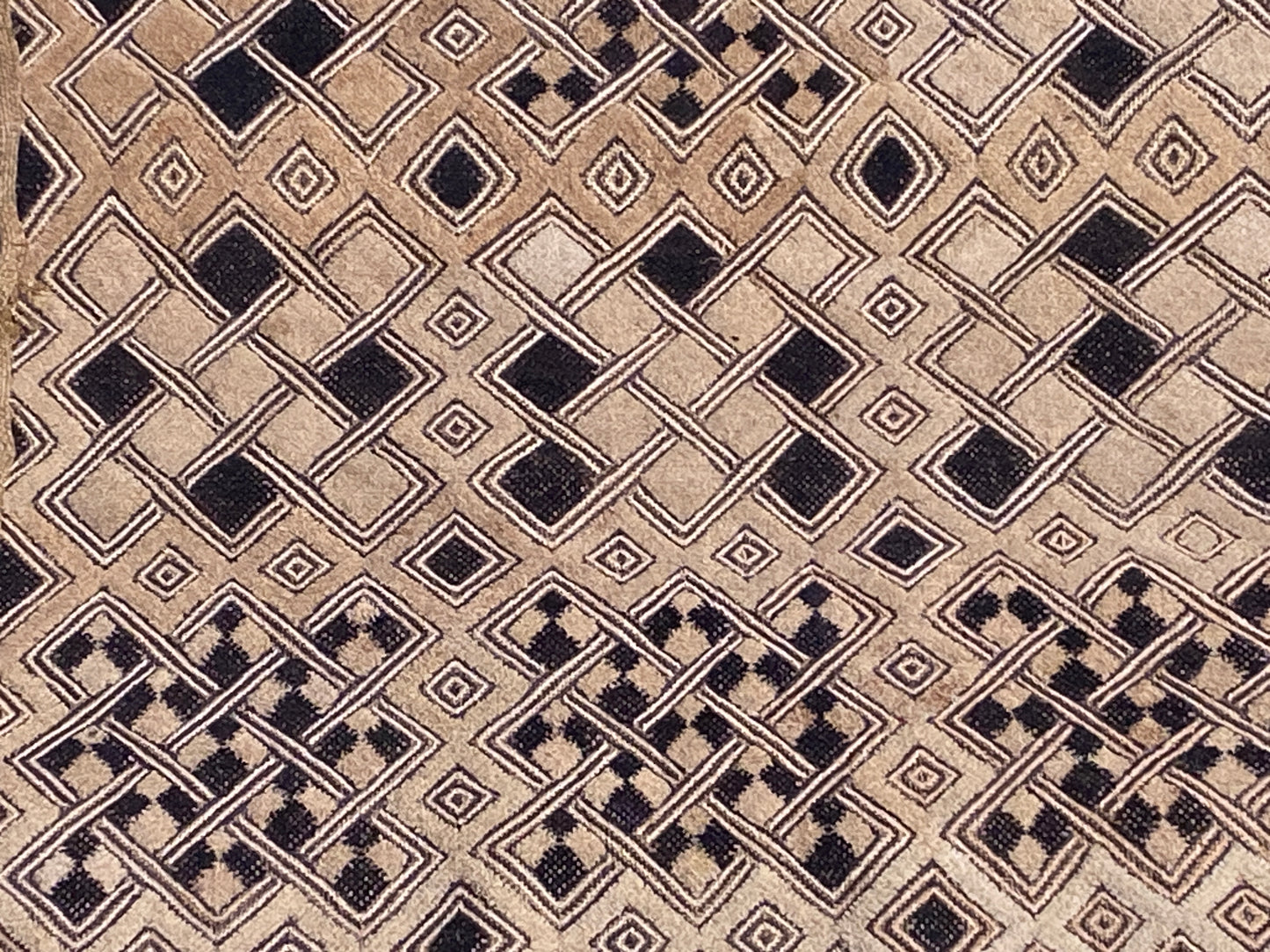 #6701 Vintage LG  African Tribal Kuba Kasai Velvet Raffia Textile 27" by 26.5"