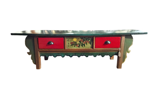 #218 Vintage Tibetan Hand Painted  Floral Winged Meditation Table