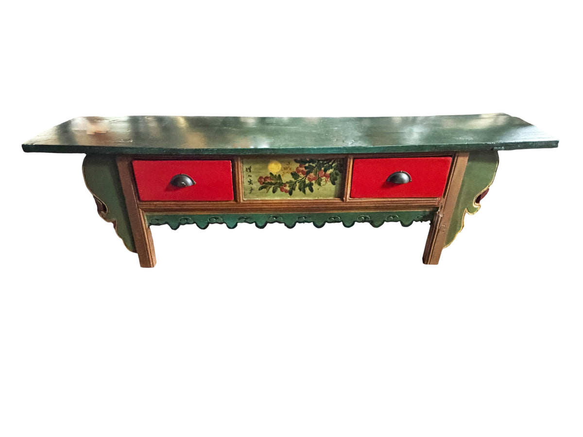 #218 Vintage Tibetan Hand Painted  Floral Winged Meditation Table