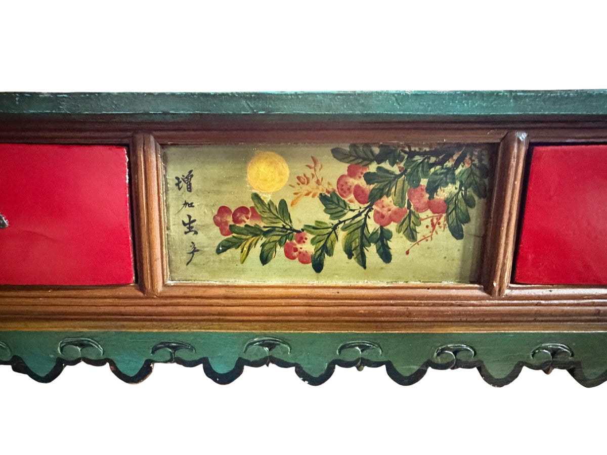 #218 Vintage Tibetan Hand Painted  Floral Winged Meditation Table