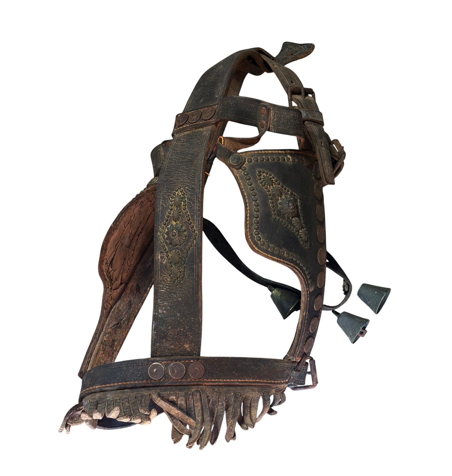 #I Antique Leather Horse Bridle W/Blinders