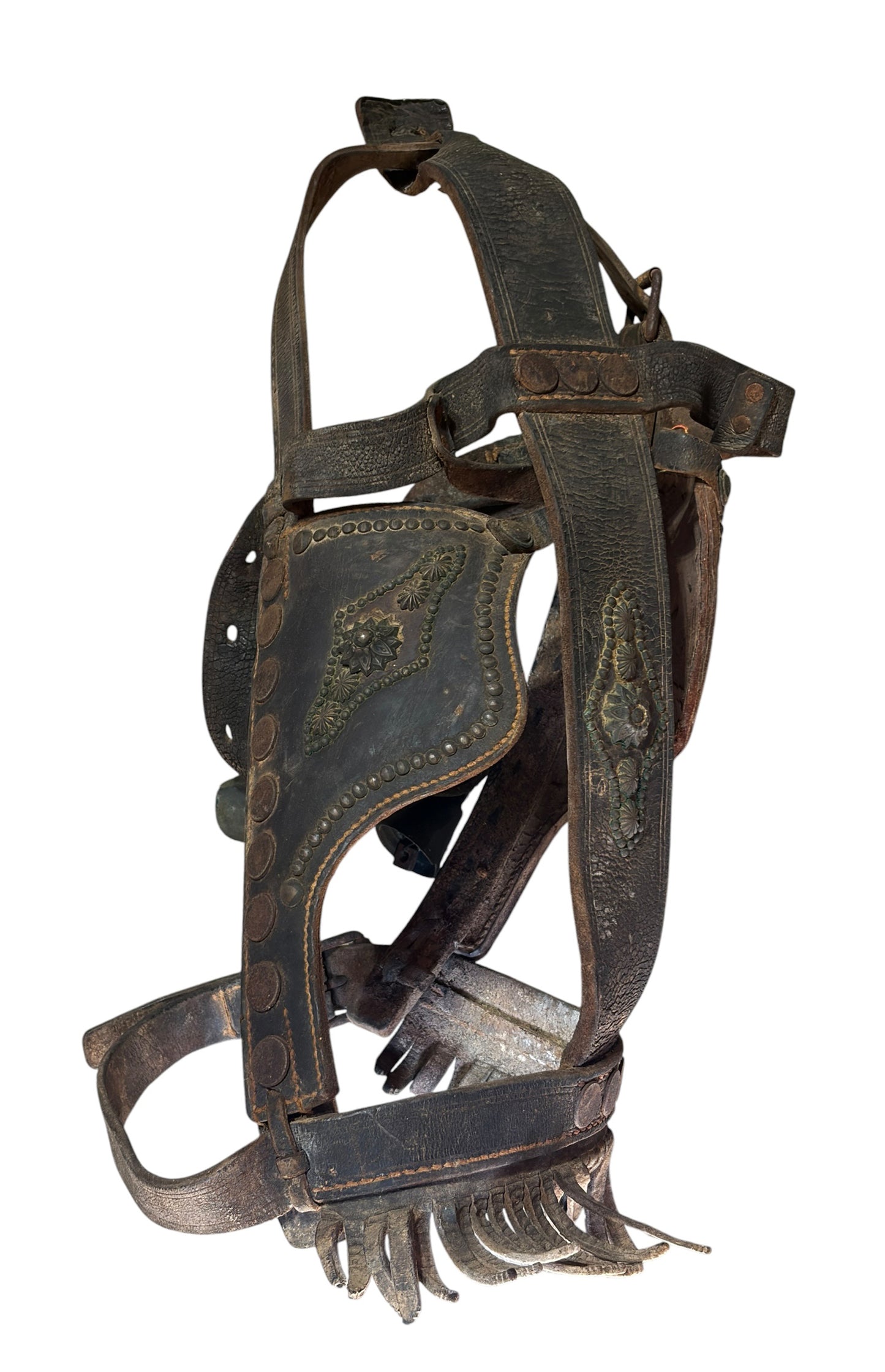#I Antique Leather Horse Bridle W/Blinders