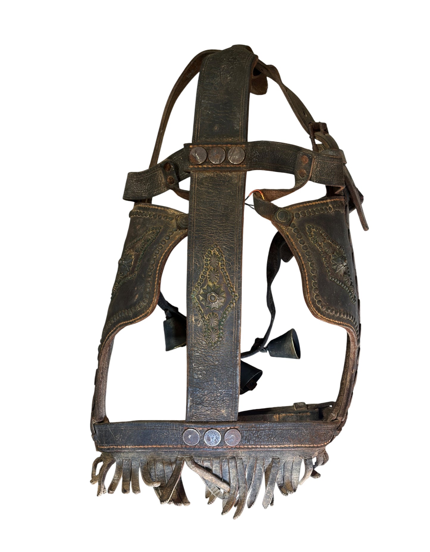 #I Antique Leather Horse Bridle W/Blinders
