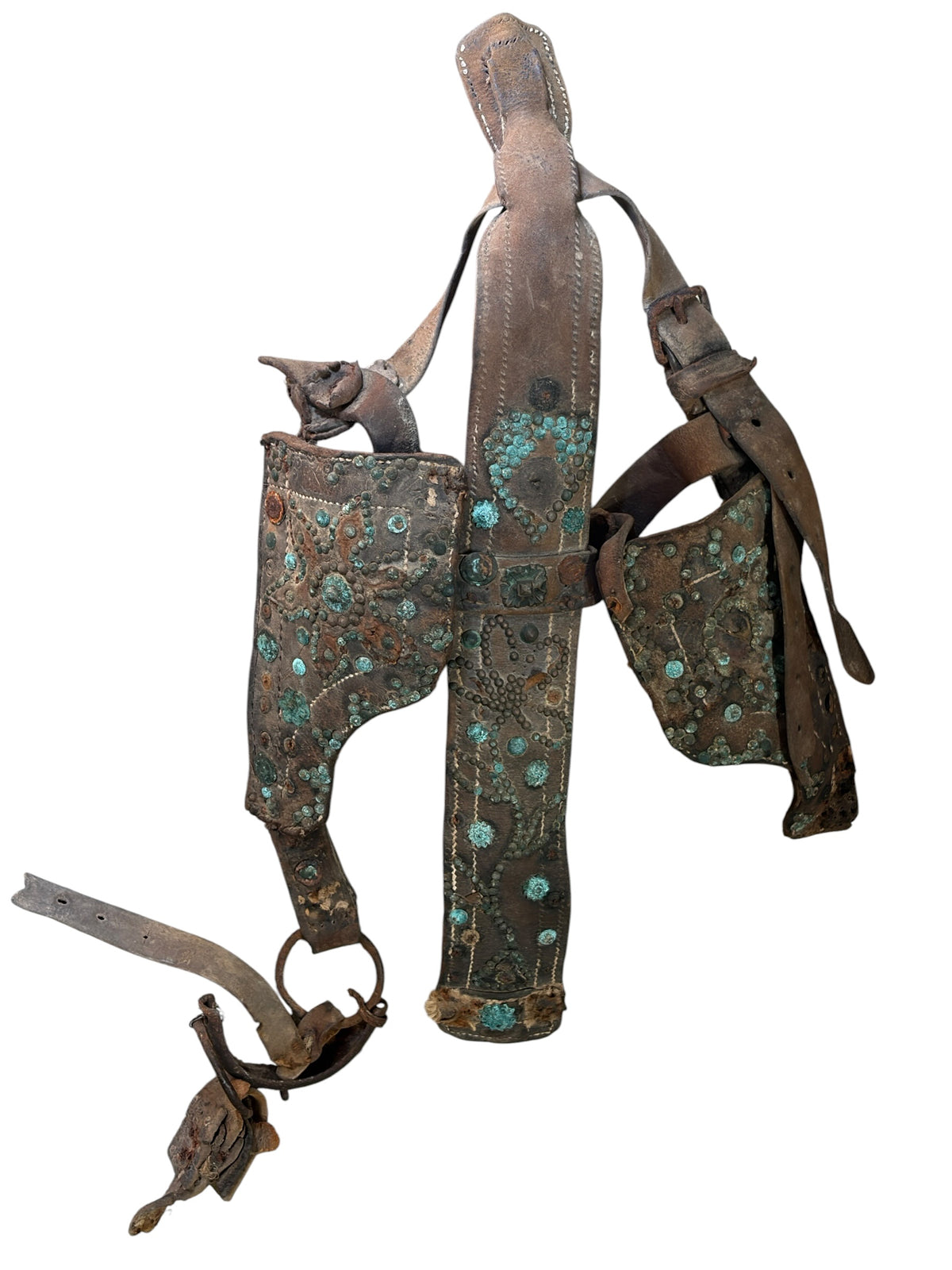 #H Antique Leather Horse Bridle W/Blinders