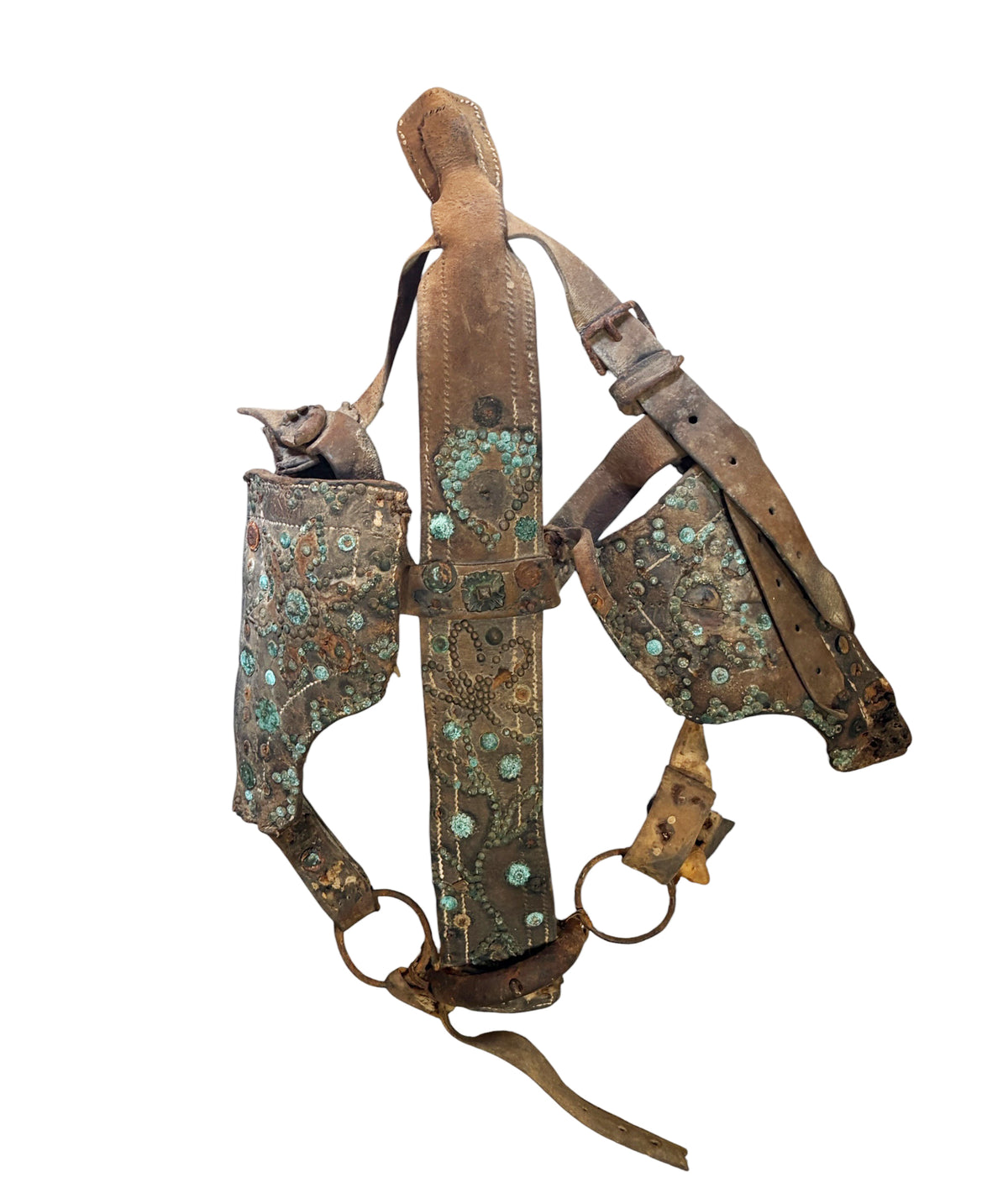 #H Antique Leather Horse Bridle W/Blinders