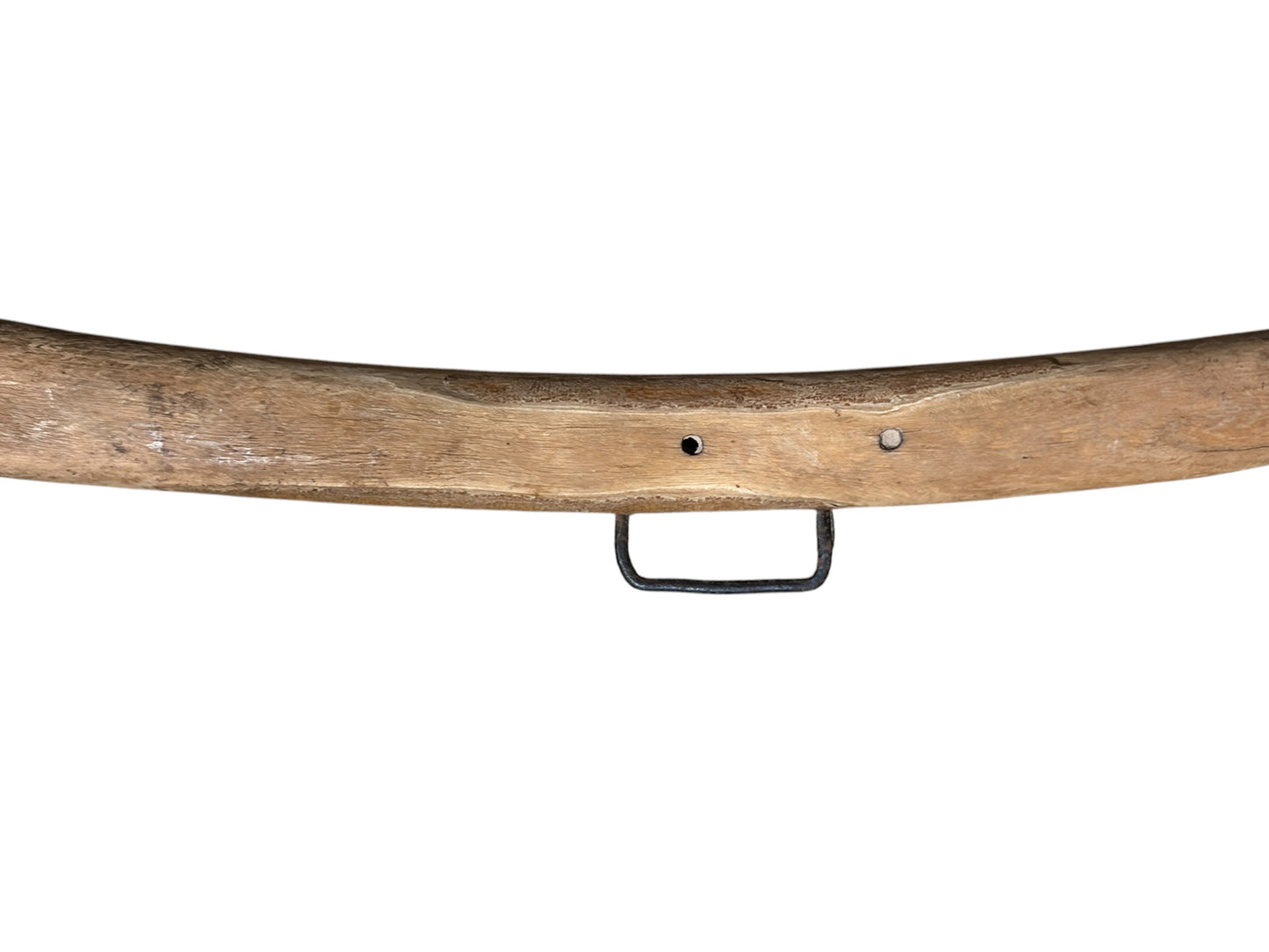 #L Antique Double Horse Collar Harness, Wood, Iron, Brass Yoke, Primitive, Wall Hanging, 1900s