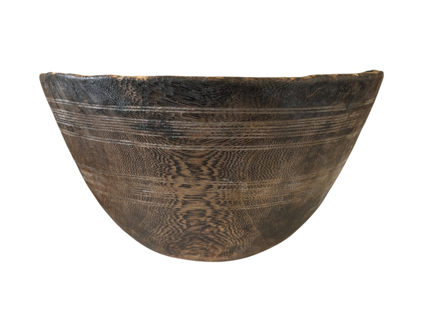 #5801 Vintage  African Hausa Engraved Wooden Bowl From Niger 11.5" Diameter