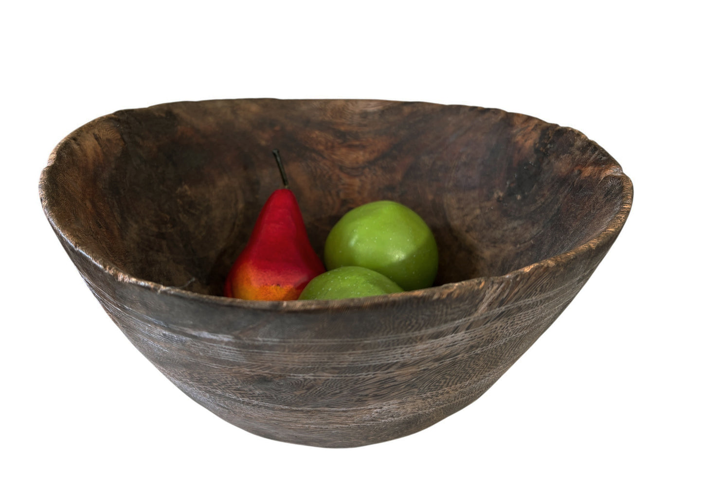 #5801 Vintage  African Hausa Engraved Wooden Bowl From Niger 11.5" Diameter