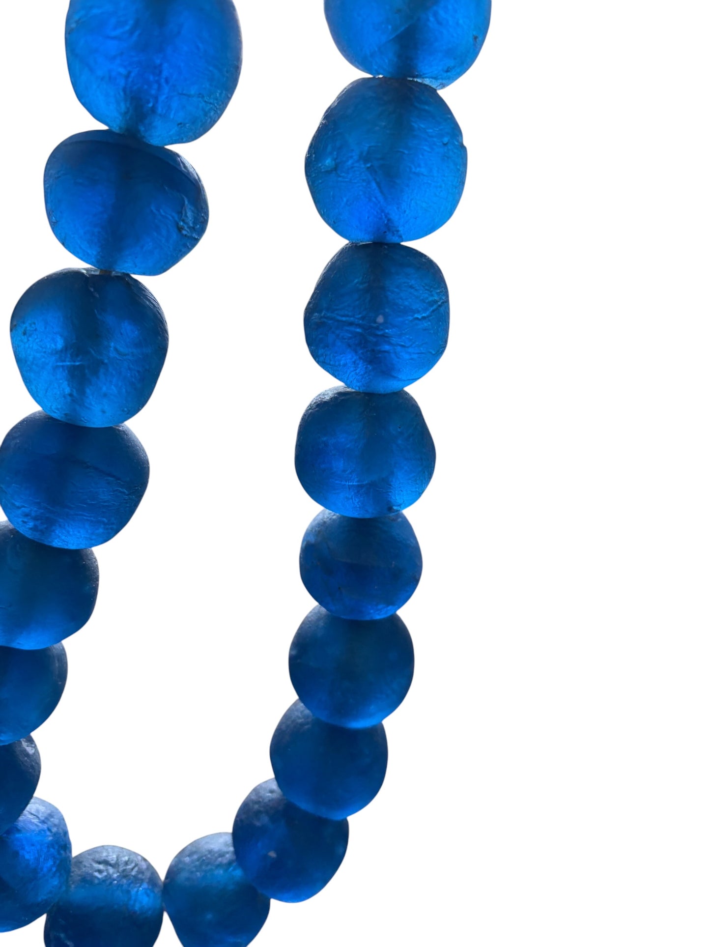 #1270 African Jumbo Glass Dark Blue  Trading Beads Necklace One String