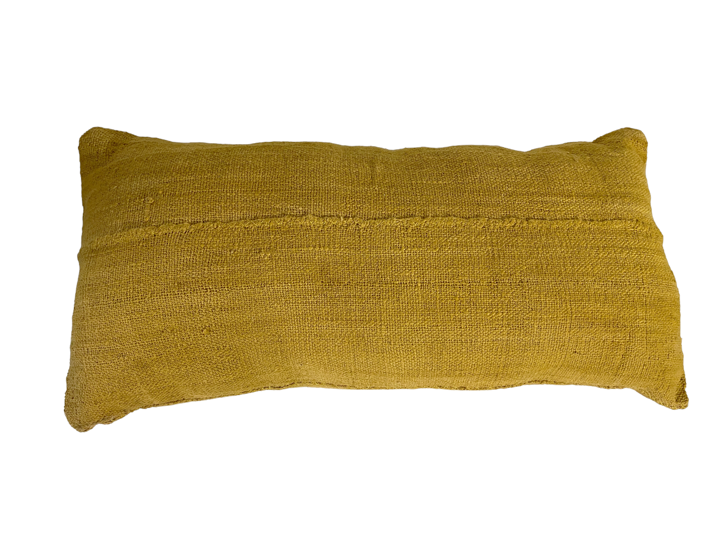# 5203 African Custom Made Bogolan Solid Mustard Mud Cloth Lumbar Pillow 16" W