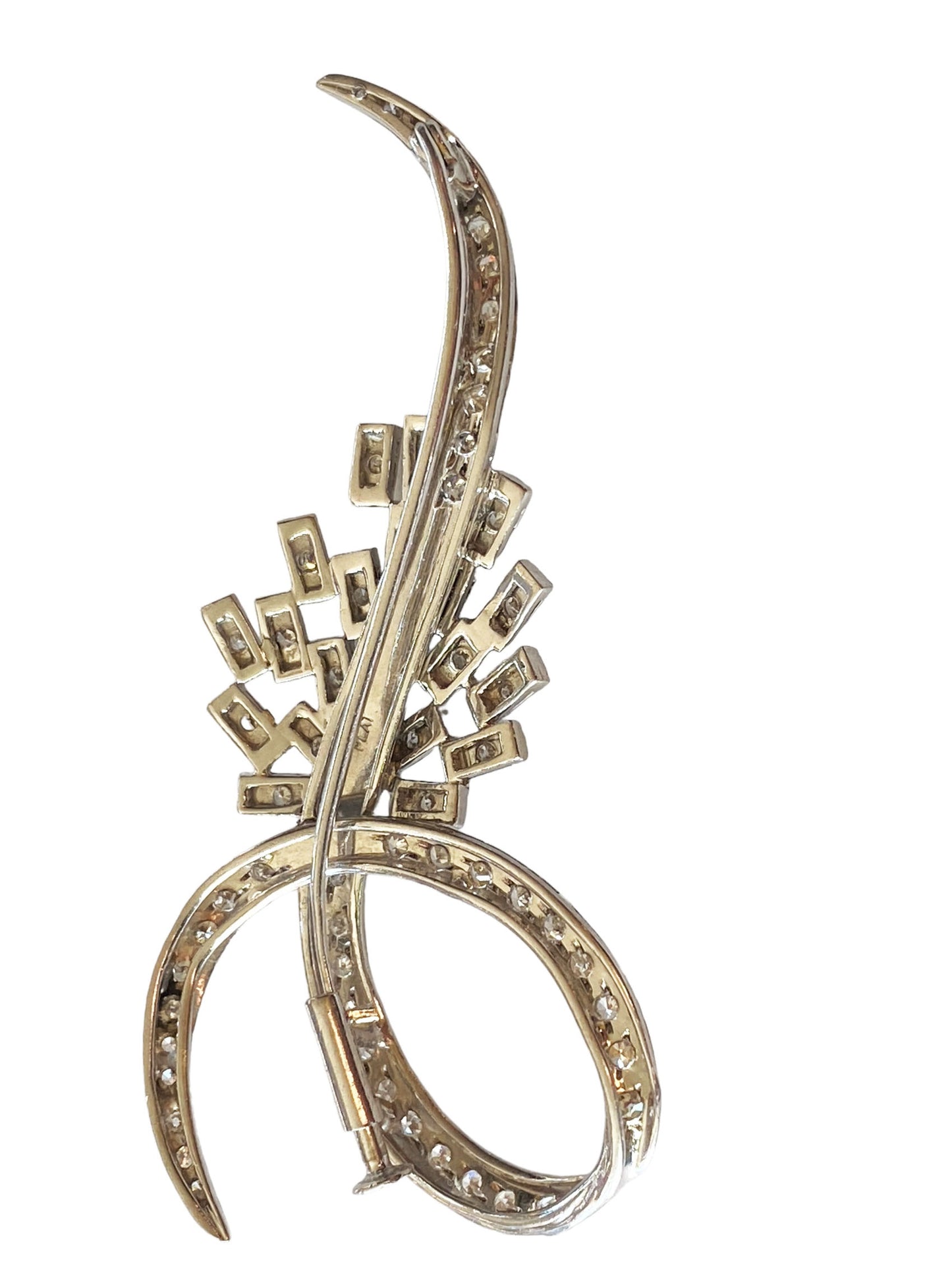 #2017 Rare 1930'S Ladies Platinum & Diamond Swirl Pin