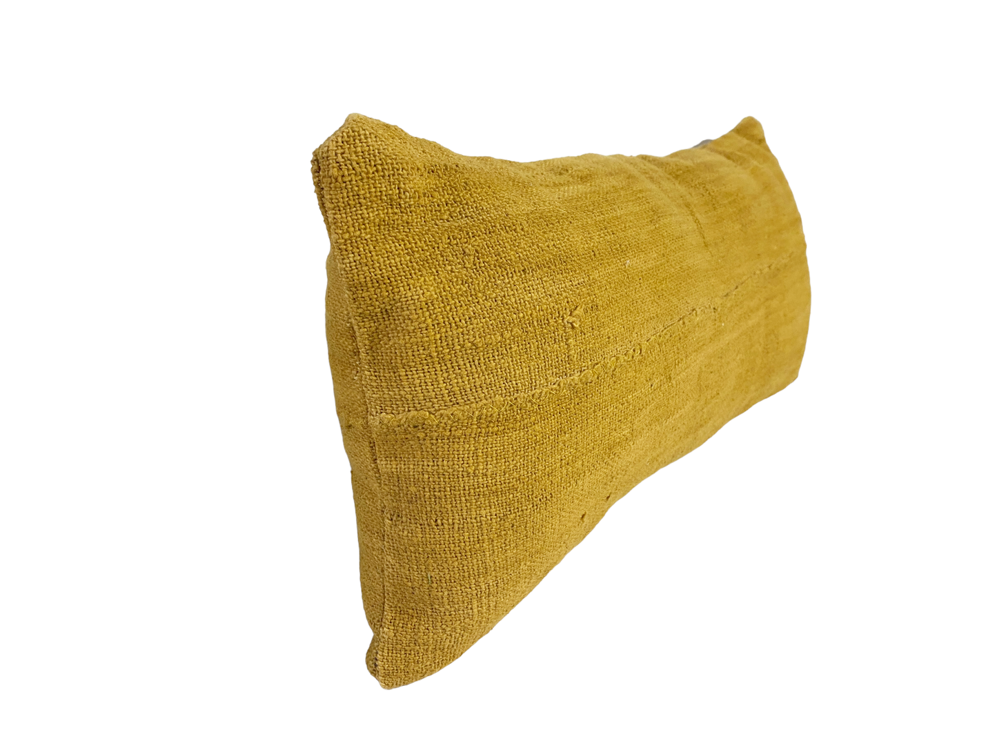 # 5203 African Custom Made Bogolan Solid Mustard Mud Cloth Lumbar Pillow 16" W