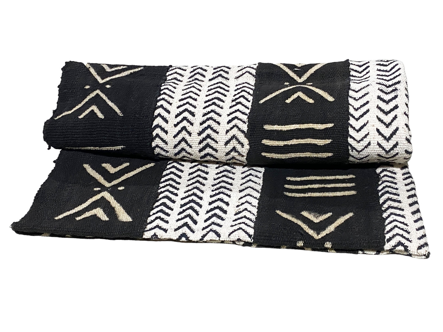 # 5729 African Black and White Mud Cloth Textile Mali 62" by 36"