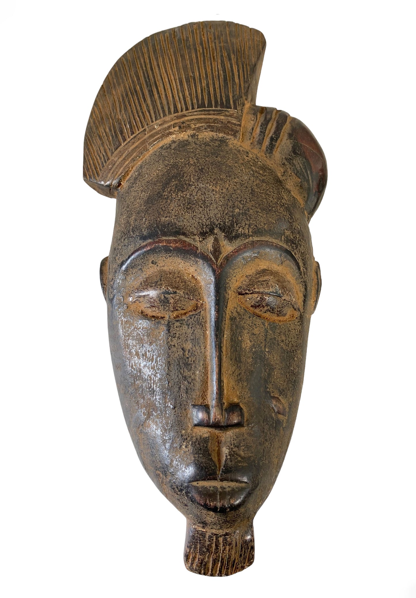 #5609Superb African Baule Portrait Mask Cote D'ivoire 14" H