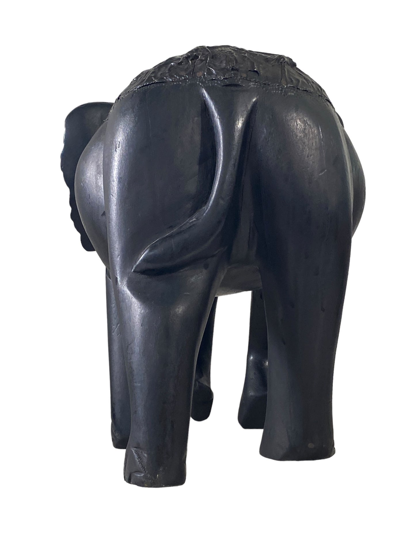 #7046 Vintage Ashanti Elephant  Wooden Sculpture Ghana 12.5" H